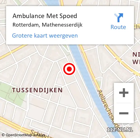 Locatie op kaart van de 112 melding: Ambulance Met Spoed Naar Rotterdam, Mathenesserdijk op 2 mei 2018 14:26