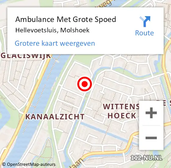 Locatie op kaart van de 112 melding: Ambulance Met Grote Spoed Naar Hellevoetsluis, Molshoek op 24 februari 2014 03:42