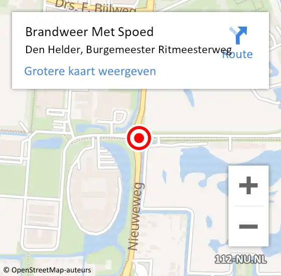 Locatie op kaart van de 112 melding: Brandweer Met Spoed Naar Den Helder, Burgemeester Ritmeesterweg op 2 mei 2018 15:07