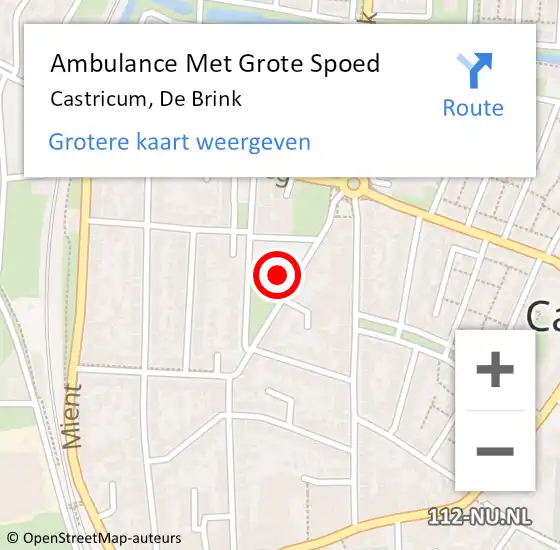 Locatie op kaart van de 112 melding: Ambulance Met Grote Spoed Naar Castricum, De Brink op 2 mei 2018 17:54