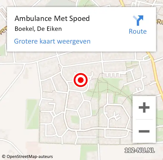 Locatie op kaart van de 112 melding: Ambulance Met Spoed Naar Boekel, De Eiken op 2 mei 2018 19:47