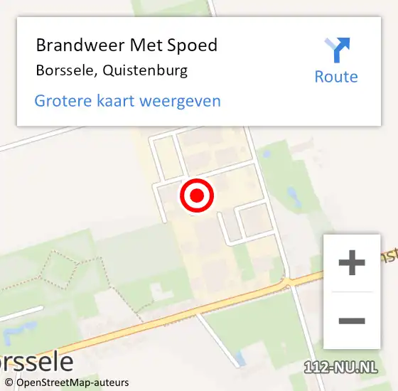 Locatie op kaart van de 112 melding: Brandweer Met Spoed Naar Borssele, Quistenburg op 2 mei 2018 22:06