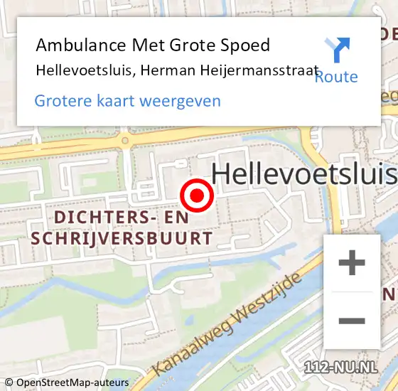 Locatie op kaart van de 112 melding: Ambulance Met Grote Spoed Naar Hellevoetsluis, Herman Heijermansstraat op 3 mei 2018 04:33