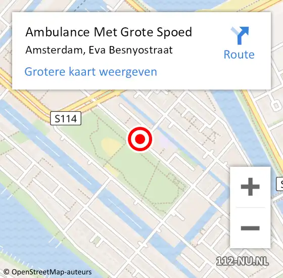 Locatie op kaart van de 112 melding: Ambulance Met Grote Spoed Naar Amsterdam, Eva Besnyostraat op 3 mei 2018 08:27