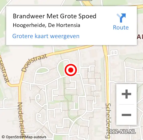 Locatie op kaart van de 112 melding: Brandweer Met Grote Spoed Naar Hoogerheide, De Hortensia op 24 februari 2014 07:51