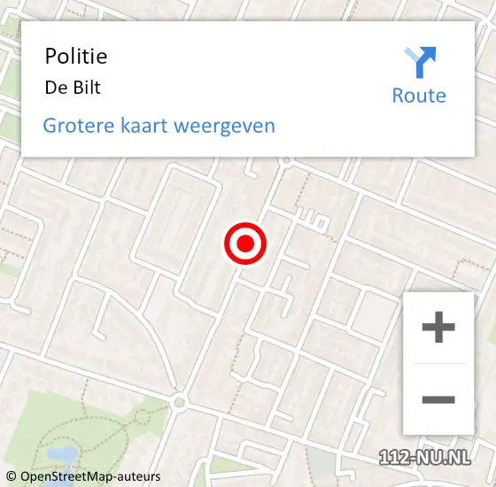 Locatie op kaart van de 112 melding: Politie De Bilt op 3 mei 2018 13:05
