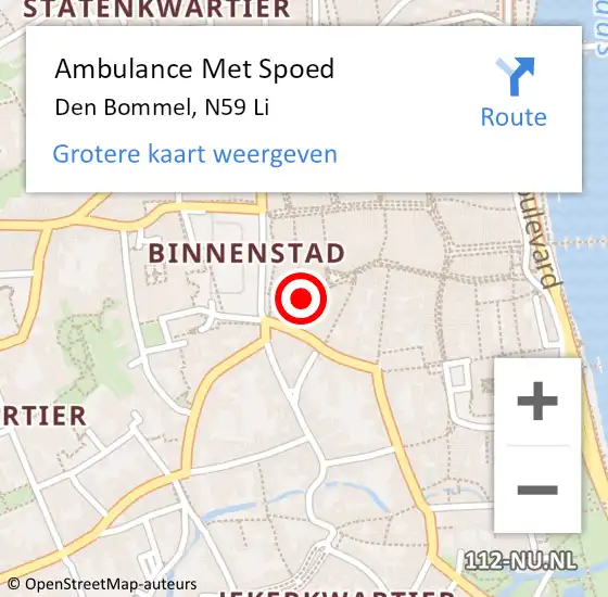 Locatie op kaart van de 112 melding: Ambulance Met Spoed Naar Den Bommel, N59 Li op 3 mei 2018 13:08