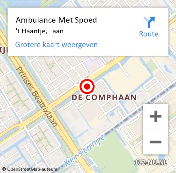 Locatie op kaart van de 112 melding: Ambulance Met Spoed Naar 't Haantje, Laan op 3 mei 2018 14:29
