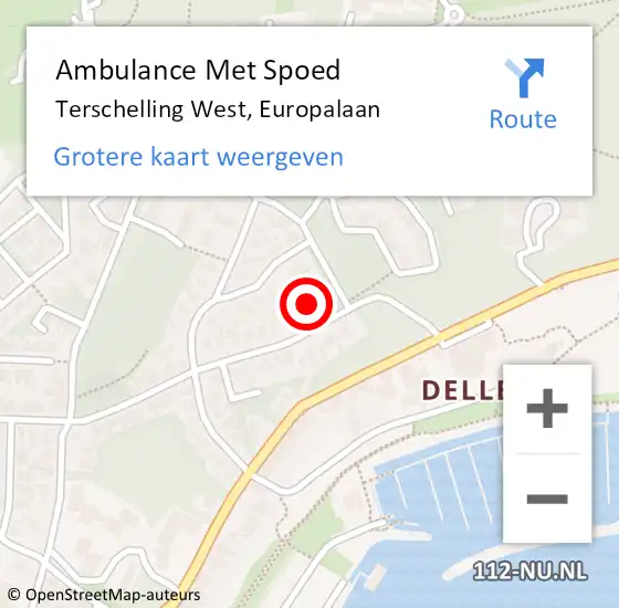 Locatie op kaart van de 112 melding: Ambulance Met Spoed Naar Terschelling West, Europalaan op 24 februari 2014 08:26