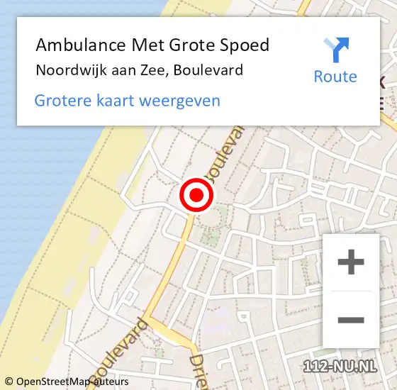 Locatie op kaart van de 112 melding: Ambulance Met Grote Spoed Naar Noordwijk aan Zee, Boulevard op 3 mei 2018 17:22
