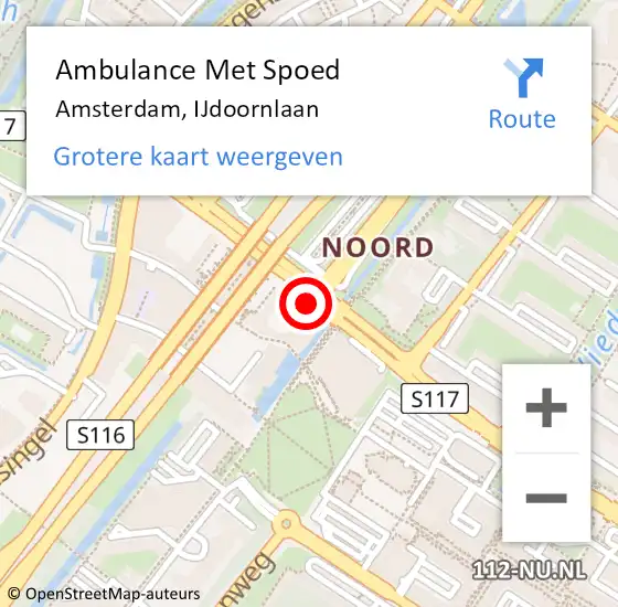 Locatie op kaart van de 112 melding: Ambulance Met Spoed Naar Amsterdam, IJdoornlaan op 3 mei 2018 19:22