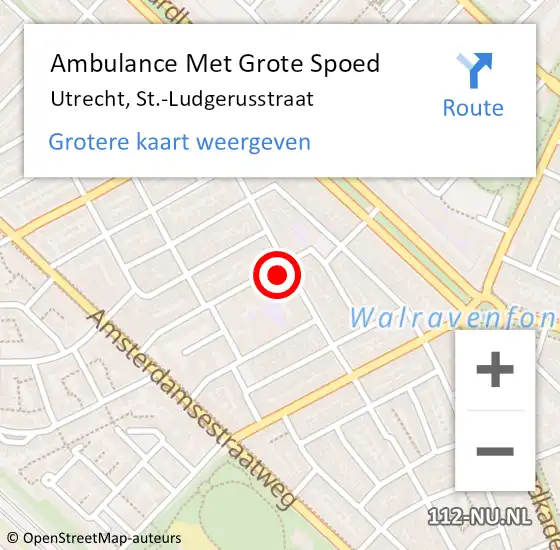 Locatie op kaart van de 112 melding: Ambulance Met Grote Spoed Naar Utrecht, St.-Ludgerusstraat op 3 mei 2018 23:12