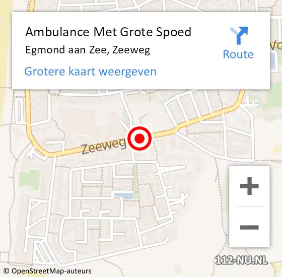Locatie op kaart van de 112 melding: Ambulance Met Grote Spoed Naar Egmond aan Zee, Zeeweg op 4 mei 2018 05:52