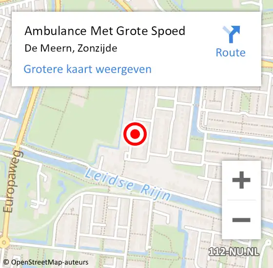 Locatie op kaart van de 112 melding: Ambulance Met Grote Spoed Naar De Meern, Zonzijde op 4 mei 2018 06:37