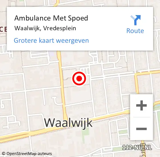 Locatie op kaart van de 112 melding: Ambulance Met Spoed Naar Waalwijk, Vredesplein op 4 mei 2018 12:31
