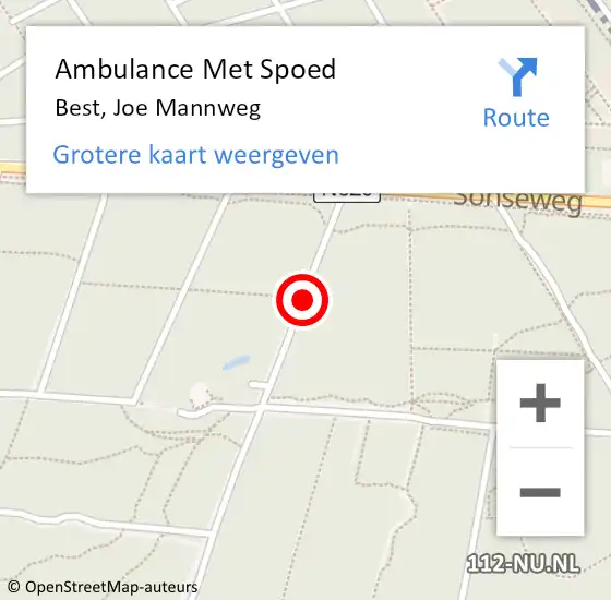 Locatie op kaart van de 112 melding: Ambulance Met Spoed Naar Best, Joe Mannweg op 4 mei 2018 15:06