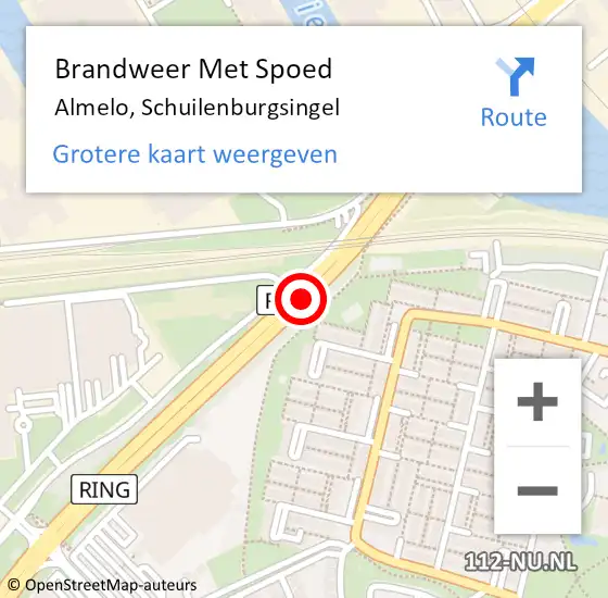 Locatie op kaart van de 112 melding: Brandweer Met Spoed Naar Almelo, Schuilenburgsingel op 4 mei 2018 15:28