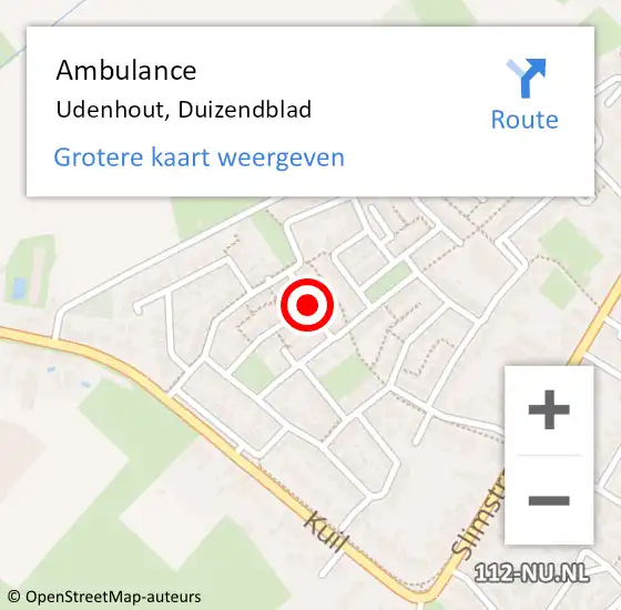 Locatie op kaart van de 112 melding: Ambulance Udenhout, Duizendblad op 4 mei 2018 15:52