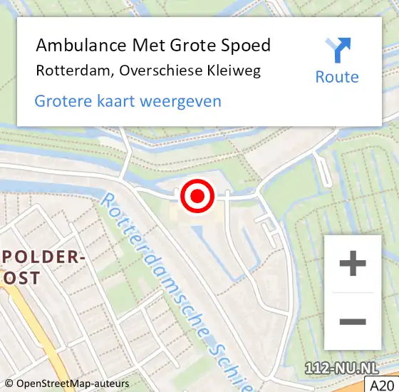 Locatie op kaart van de 112 melding: Ambulance Met Grote Spoed Naar Rotterdam, Overschiese Kleiweg op 4 mei 2018 23:58
