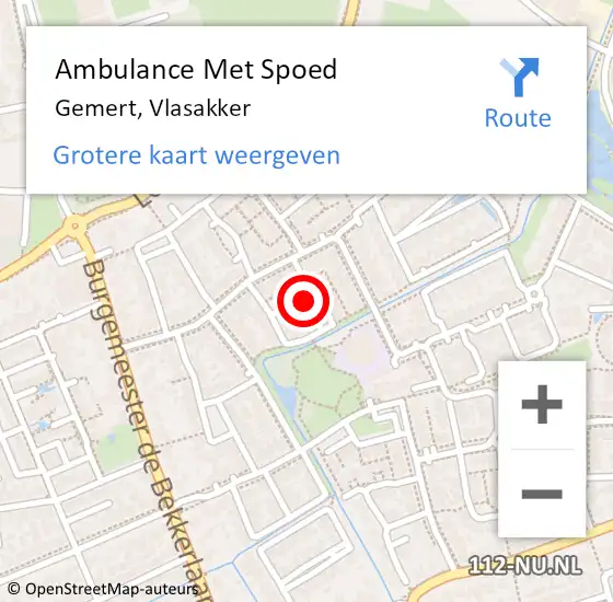 Locatie op kaart van de 112 melding: Ambulance Met Spoed Naar Gemert, Vlasakker op 5 mei 2018 01:22