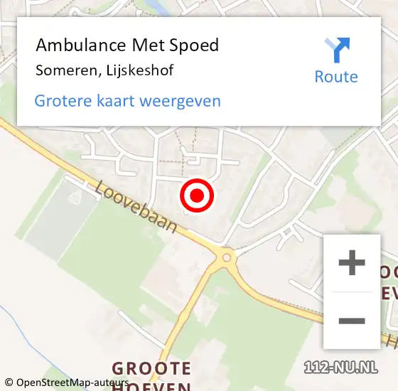 Locatie op kaart van de 112 melding: Ambulance Met Spoed Naar Someren, Lijskeshof op 5 mei 2018 02:57