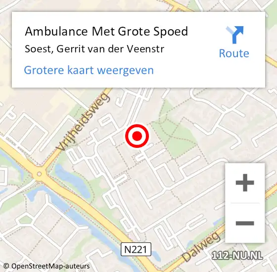 Locatie op kaart van de 112 melding: Ambulance Met Grote Spoed Naar Soest, Gerrit van der Veenstr op 5 mei 2018 07:00
