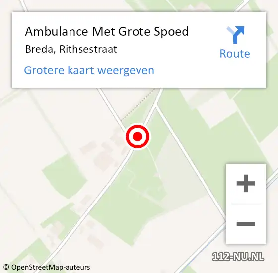 Locatie op kaart van de 112 melding: Ambulance Met Grote Spoed Naar Breda, Rithsestraat op 5 mei 2018 09:21