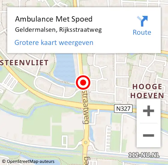 Locatie op kaart van de 112 melding: Ambulance Met Spoed Naar Geldermalsen, Rijksstraatweg op 5 mei 2018 10:08