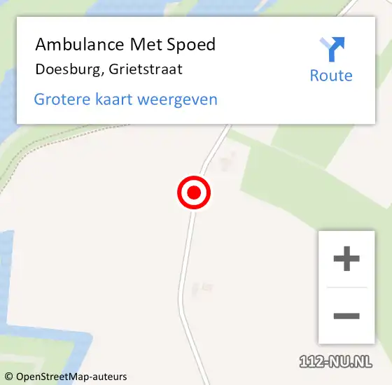 Locatie op kaart van de 112 melding: Ambulance Met Spoed Naar Doesburg, Grietstraat op 5 mei 2018 12:15