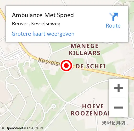 Locatie op kaart van de 112 melding: Ambulance Met Spoed Naar Reuver, Kesselseweg op 5 mei 2018 14:49