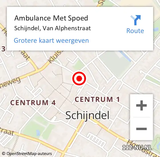 Locatie op kaart van de 112 melding: Ambulance Met Spoed Naar Schijndel, Van Alphenstraat op 5 mei 2018 15:31