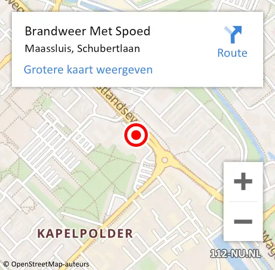 Locatie op kaart van de 112 melding: Brandweer Met Spoed Naar Maassluis, Schubertlaan op 5 mei 2018 16:11