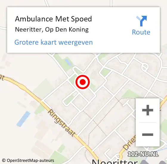 Locatie op kaart van de 112 melding: Ambulance Met Spoed Naar Neeritter, Op den Koning op 5 mei 2018 16:32