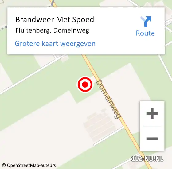 Locatie op kaart van de 112 melding: Brandweer Met Spoed Naar Fluitenberg, Domeinweg op 24 februari 2014 11:12