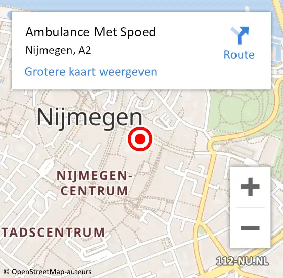 Locatie op kaart van de 112 melding: Ambulance Met Spoed Naar Nijmegen, A2 op 5 mei 2018 17:41