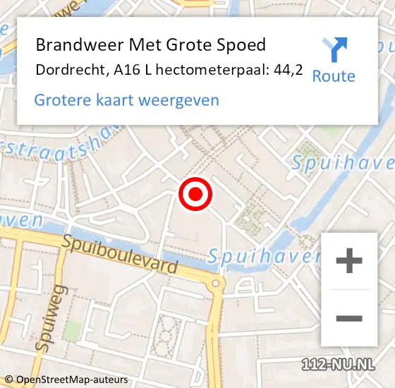 Locatie op kaart van de 112 melding: Brandweer Met Grote Spoed Naar Dordrecht, A16 L hectometerpaal: 44,2 op 5 mei 2018 18:32