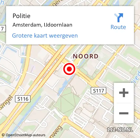 Locatie op kaart van de 112 melding: Politie Amsterdam, IJdoornlaan op 5 mei 2018 18:44