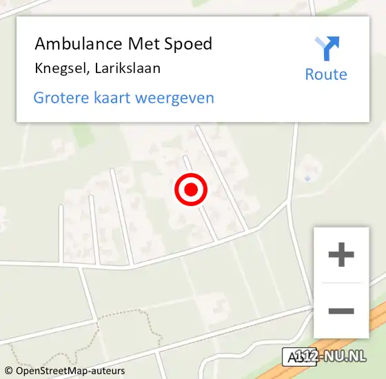 Locatie op kaart van de 112 melding: Ambulance Met Spoed Naar Knegsel, Larikslaan op 5 mei 2018 19:42