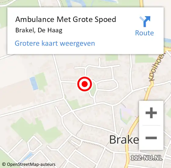 Locatie op kaart van de 112 melding: Ambulance Met Grote Spoed Naar Brakel, De Haag op 5 mei 2018 21:47