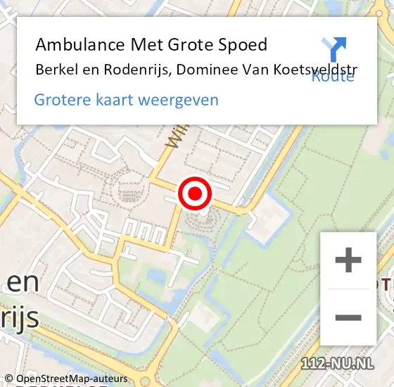 Locatie op kaart van de 112 melding: Ambulance Met Grote Spoed Naar Berkel en Rodenrijs, Van Koetsveldstraat op 6 mei 2018 00:45
