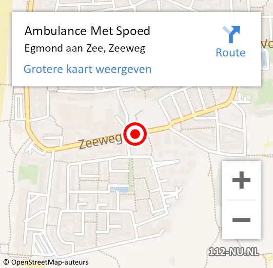 Locatie op kaart van de 112 melding: Ambulance Met Spoed Naar Egmond aan Zee, Zeeweg op 6 mei 2018 04:55