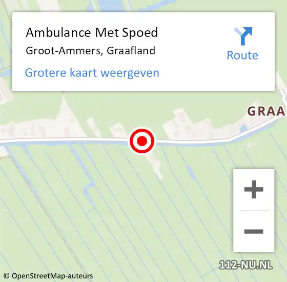 Locatie op kaart van de 112 melding: Ambulance Met Spoed Naar Groot-Ammers, Graafland op 6 mei 2018 07:20