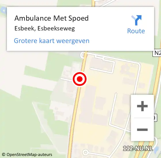 Locatie op kaart van de 112 melding: Ambulance Met Spoed Naar Esbeek, Esbeekseweg op 6 mei 2018 11:23