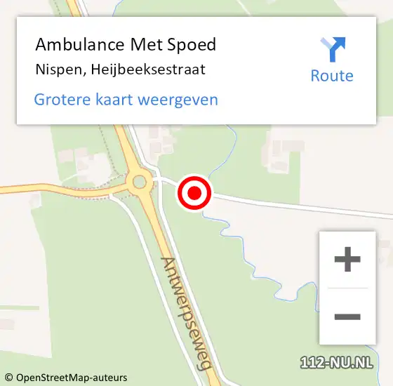 Locatie op kaart van de 112 melding: Ambulance Met Spoed Naar Nispen, Heijbeeksestraat op 6 mei 2018 15:28