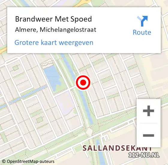 Locatie op kaart van de 112 melding: Brandweer Met Spoed Naar Almere, Michelangelostraat op 6 mei 2018 16:15