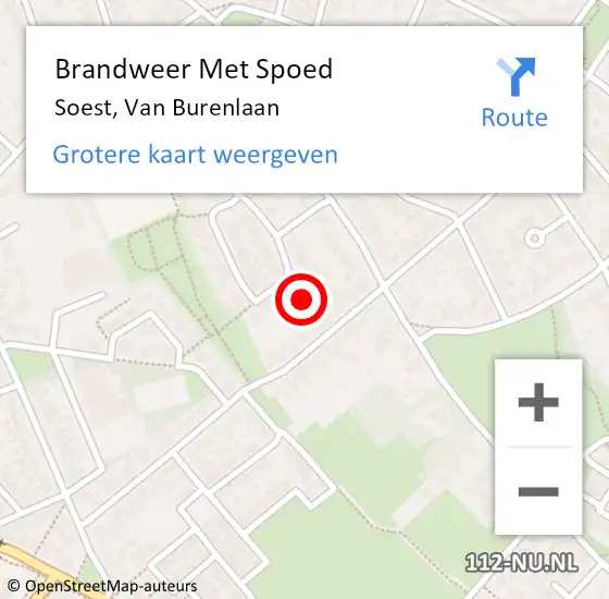 Locatie op kaart van de 112 melding: Brandweer Met Spoed Naar Soest, Van Burenlaan op 6 mei 2018 16:25