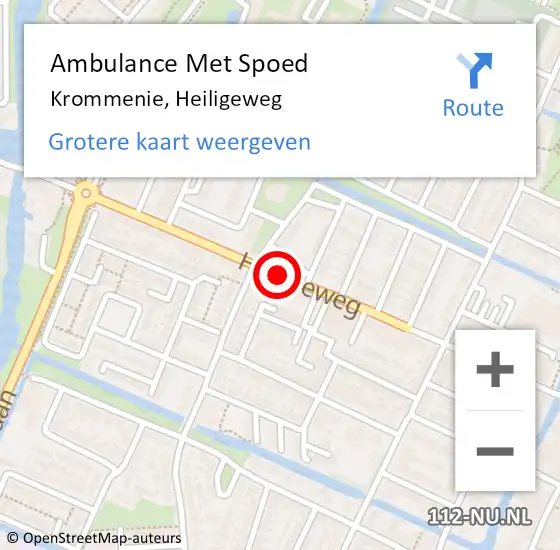 Locatie op kaart van de 112 melding: Ambulance Met Spoed Naar Krommenie, Heiligeweg op 6 mei 2018 17:58