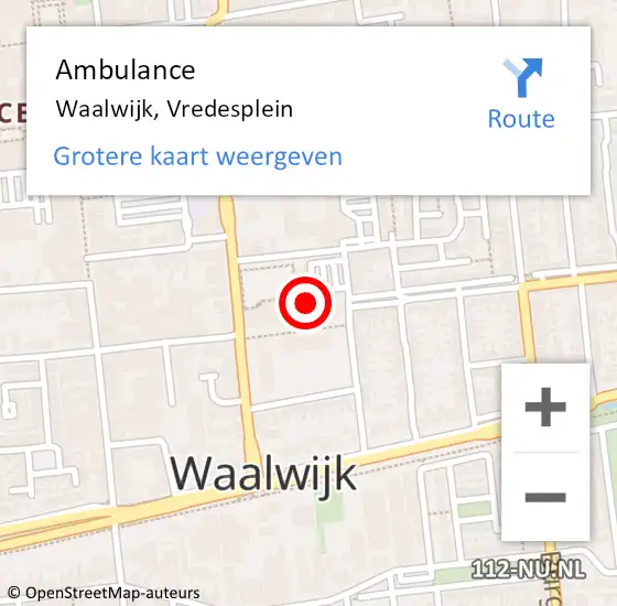 Locatie op kaart van de 112 melding: Ambulance Waalwijk, Vredesplein op 6 mei 2018 19:00