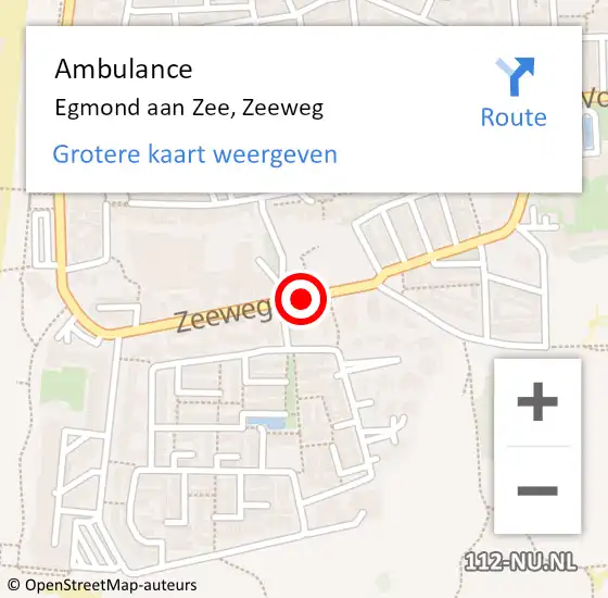 Locatie op kaart van de 112 melding: Ambulance Egmond aan Zee, Zeeweg op 6 mei 2018 20:01