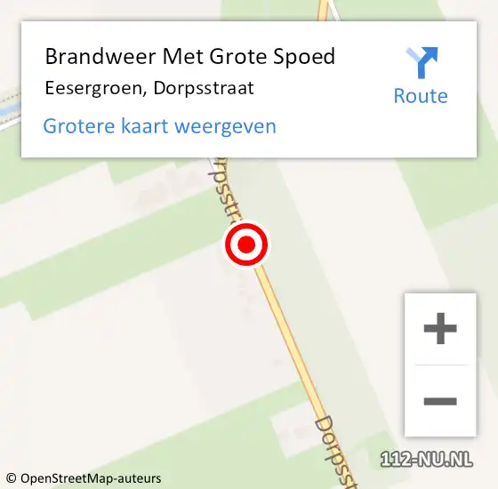 Locatie op kaart van de 112 melding: Brandweer Met Grote Spoed Naar Eesergroen, Dorpsstraat op 6 mei 2018 20:20